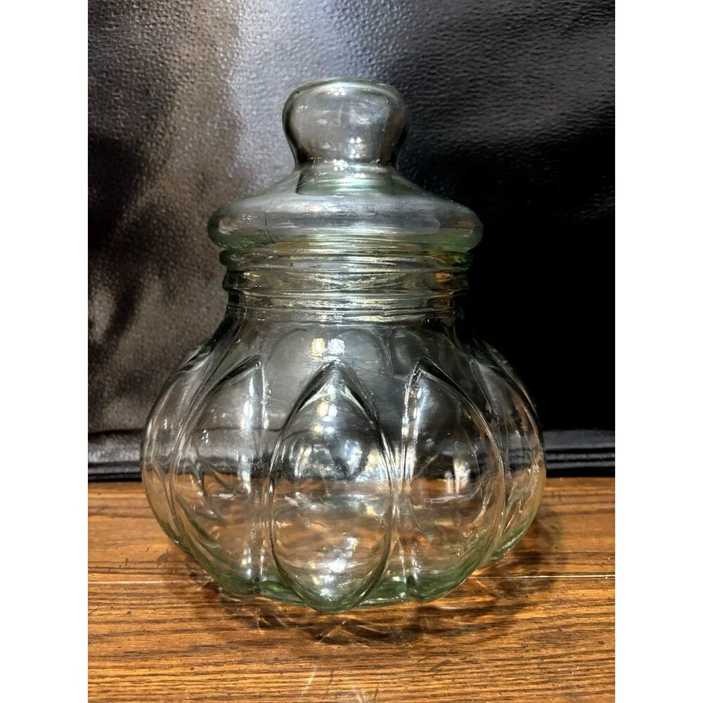 Vintage Glass Pumpkin Apothecary Jar 10
